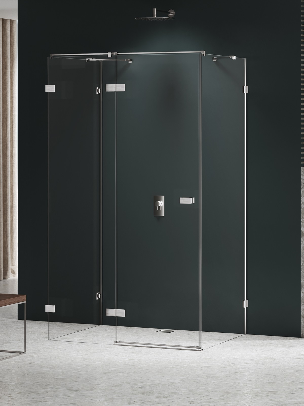 New Trendy Avexa Nickel Brushed Dusche 100x90 cm rechteckig nickel gebürstet/durchsichtiges Glas EXK-8578