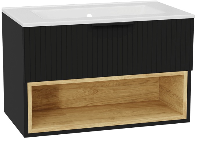 Set Schrankkorpus Excellent Tuto 2.0 MLEX.2171.800.BKBL, Waschbecken Excellent As CEEX.3617.800.WH, MLEX.2151.800.03.BK