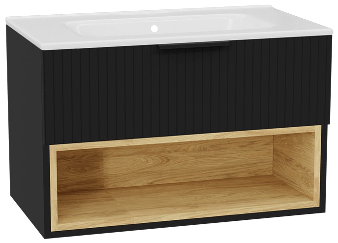 Set Schrankkorpus Excellent Tuto 2.0 MLEX.2171.800.BKBL, Waschbecken Excellent Pik CEEX.6517.800.WH, MLEX.2151.800.03.BK