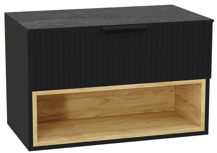 Set Schrankkorpus Excellent Tuto 2.0 MLEX.2171.800.BKBL, Naphtha-Arbeitsplatte Excellent Tuto 2.0 MLEX.2116.800.MA, MLEX.2151.800.03.BK