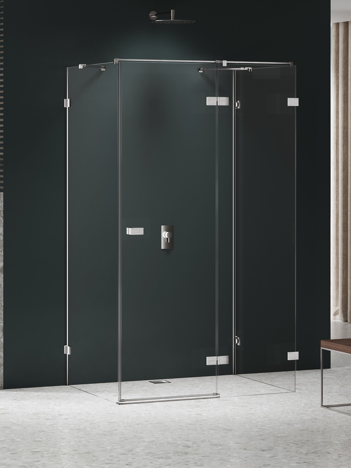 New Trendy Avexa Nickel Brushed Dusche 120x90 cm rechteckig nickel gebürstet/durchsichtiges Glas EXK-8605