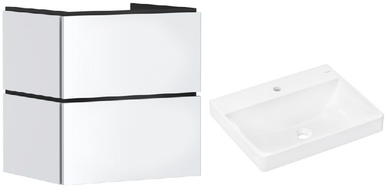 Set Kabinett Hansgrohe Xilesa E 54293700, Waschbecken Hansgrohe Xelu Q 60317450