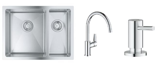 Set Stahlspüle Grohe K700 31577SD1, Küchenarmatur Grohe Start Edge 30529001, 40535000