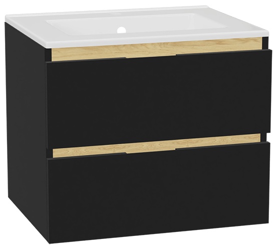 Set Waschtischunterschrank Korpus Excellent Tuto 2.0 MLEX.2172.600.BKBL, Waschbecken Excellent As CEEX.3617.600.WH, MLEX.2151.600.01.BK