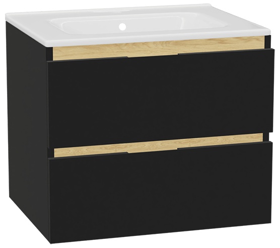 Set Waschtischunterschrank Korpus Excellent Tuto 2.0 MLEX.2172.600.BKBL, Waschbecken Excellent Pik CEEX.6517.600.WH, MLEX.2151.600.01.BK