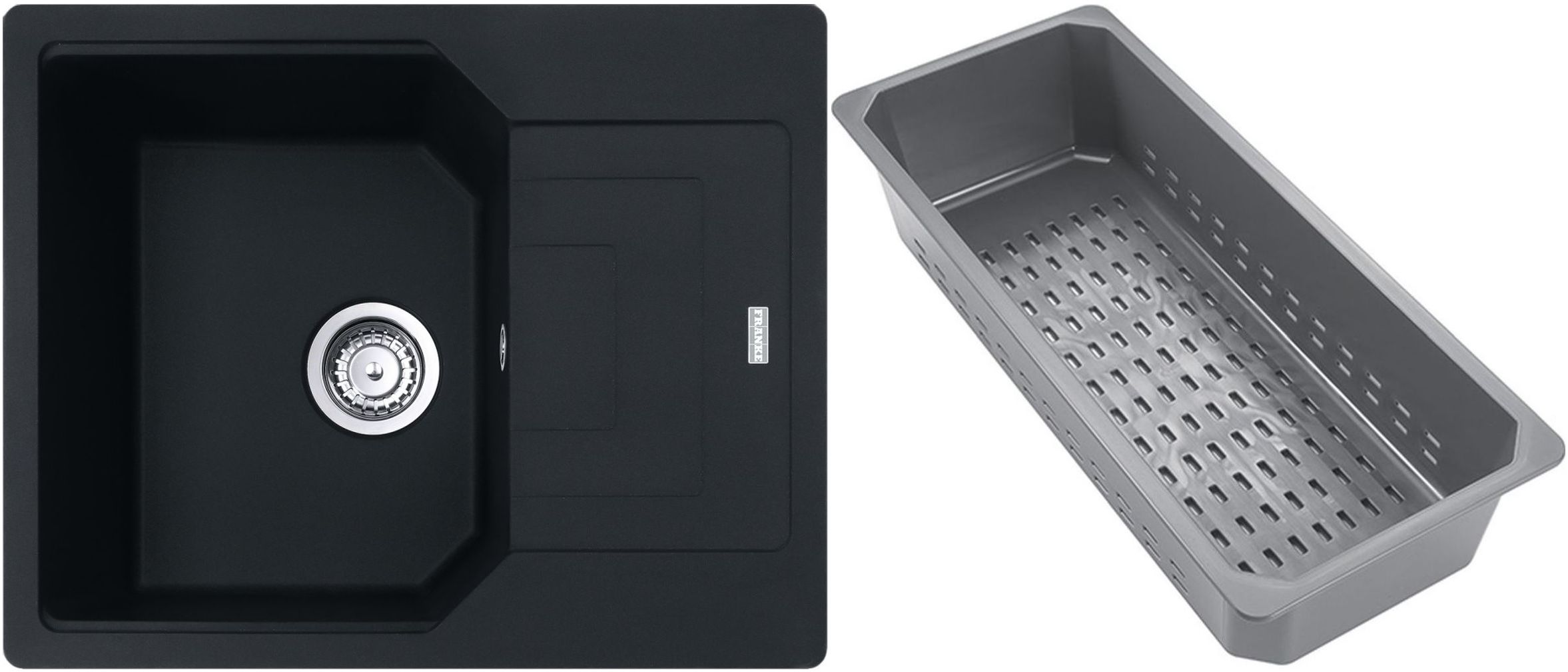 Franke Urban Granitspüle mit Abtropfeinsatz 62x50 cm schwarz 114.0741.986