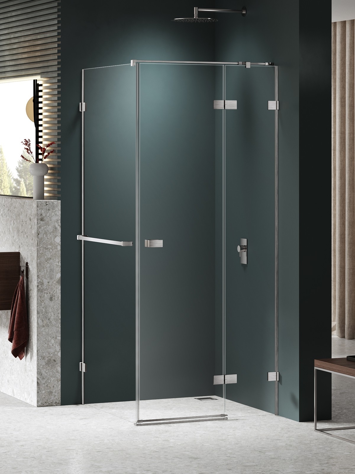 New Trendy Avexa Nickel Brushed Dusche 100x80 cm rechteckig nickel gebürstet/durchsichtiges Glas EXK-8689