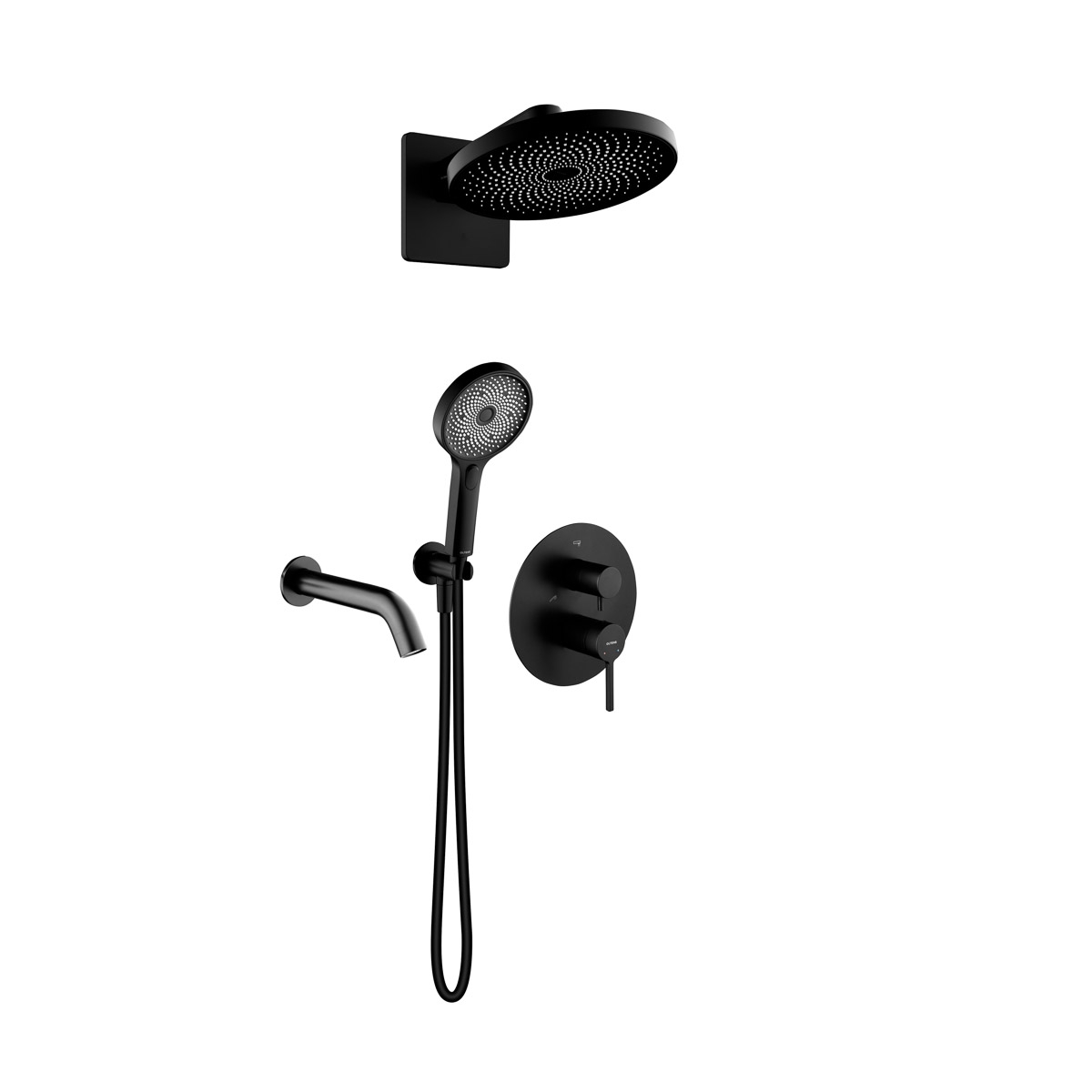 Set Badewannen- und Duscharmatur Oltens Rann 34111300, Kopfbrause Oltens Vann 37007300, 39403300, 39100300, 37107300, 39304300, 37200300