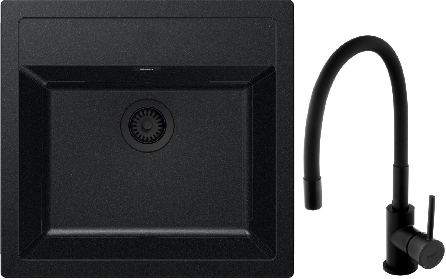 Set Tektonit-Waschbecken Franke Sirius SID 143.0702.425, Küchenarmatur Hagser Emma HGR70000035