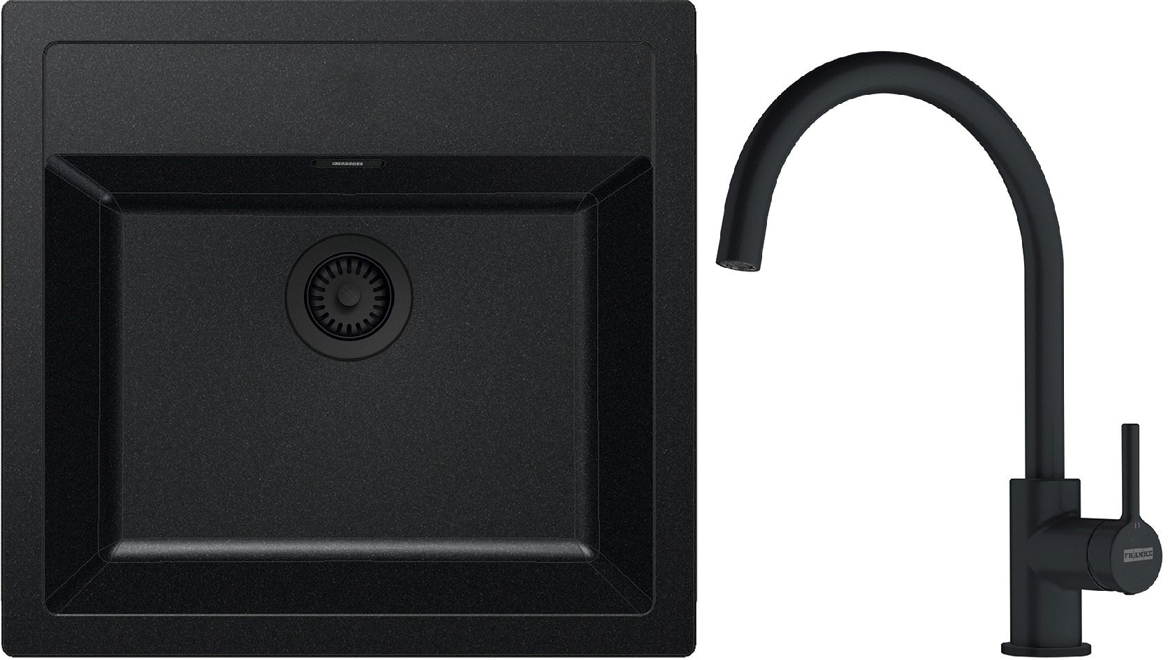 Set Tektonit-Waschbecken Franke Sirius SID 143.0702.425, Küchenarmatur Franke Lina 115.0626.019