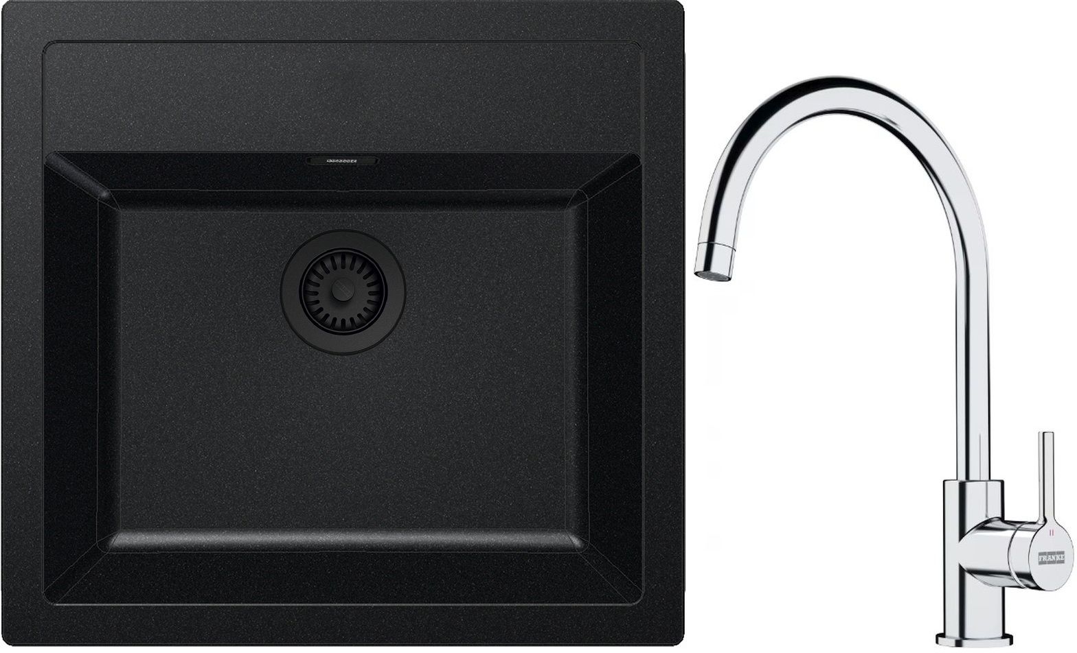 Set Tektonit-Waschbecken Franke Sirius SID 143.0702.425, Küchenarmatur Franke Lina 115.0693.228