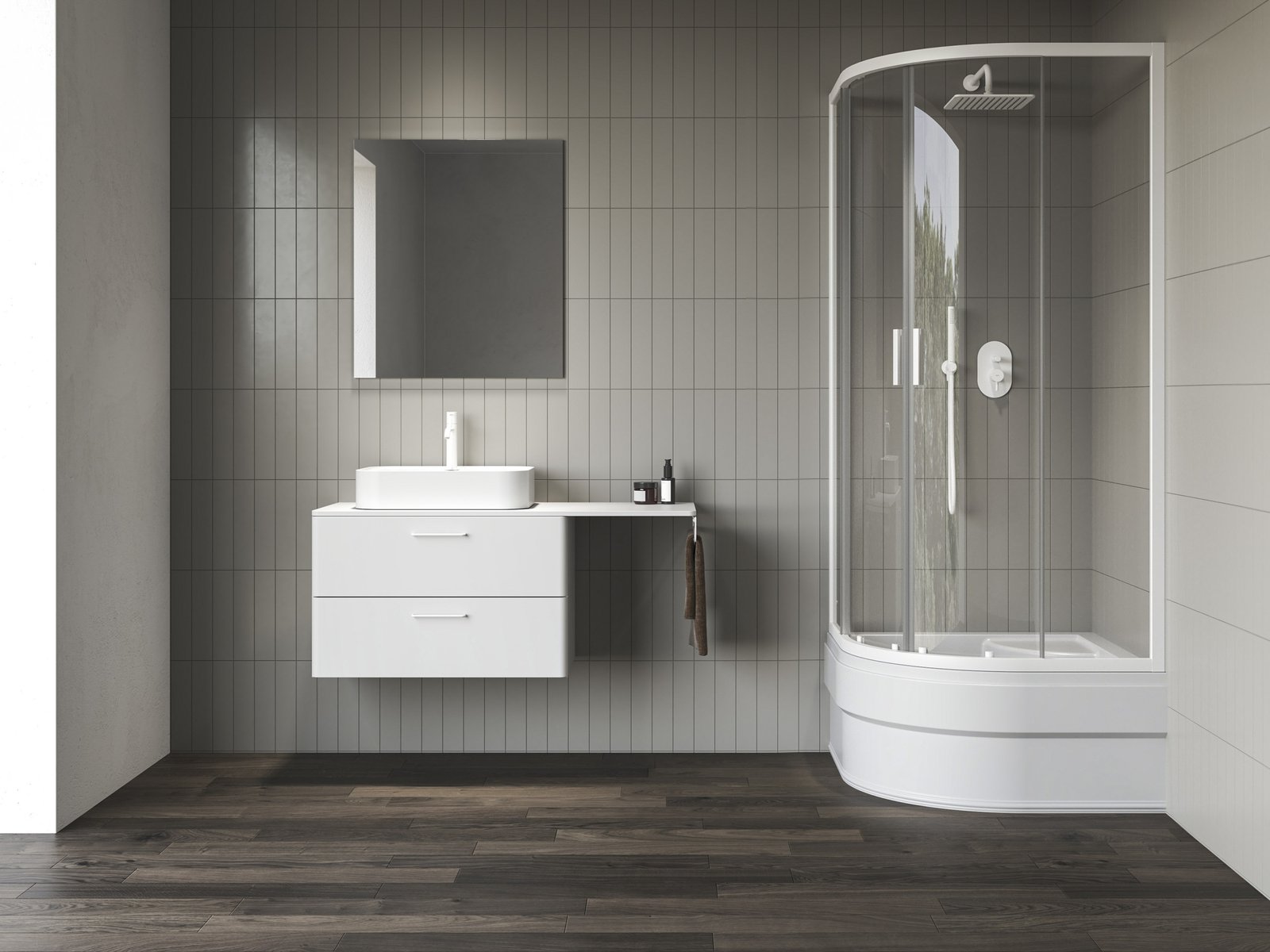 Ravak Blix II Dusche 90x90 cm halbrund weiß Matte/durchsichtiges Glas 3BM70E40Z1