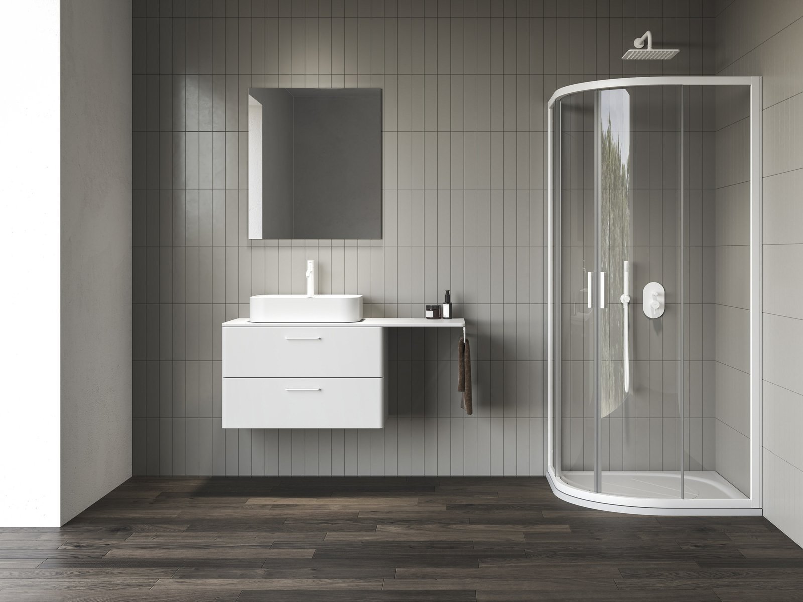 Ravak Blix II Dusche 90x90 cm halbrund weiß Matte/durchsichtiges Glas 3BM70E00Z1