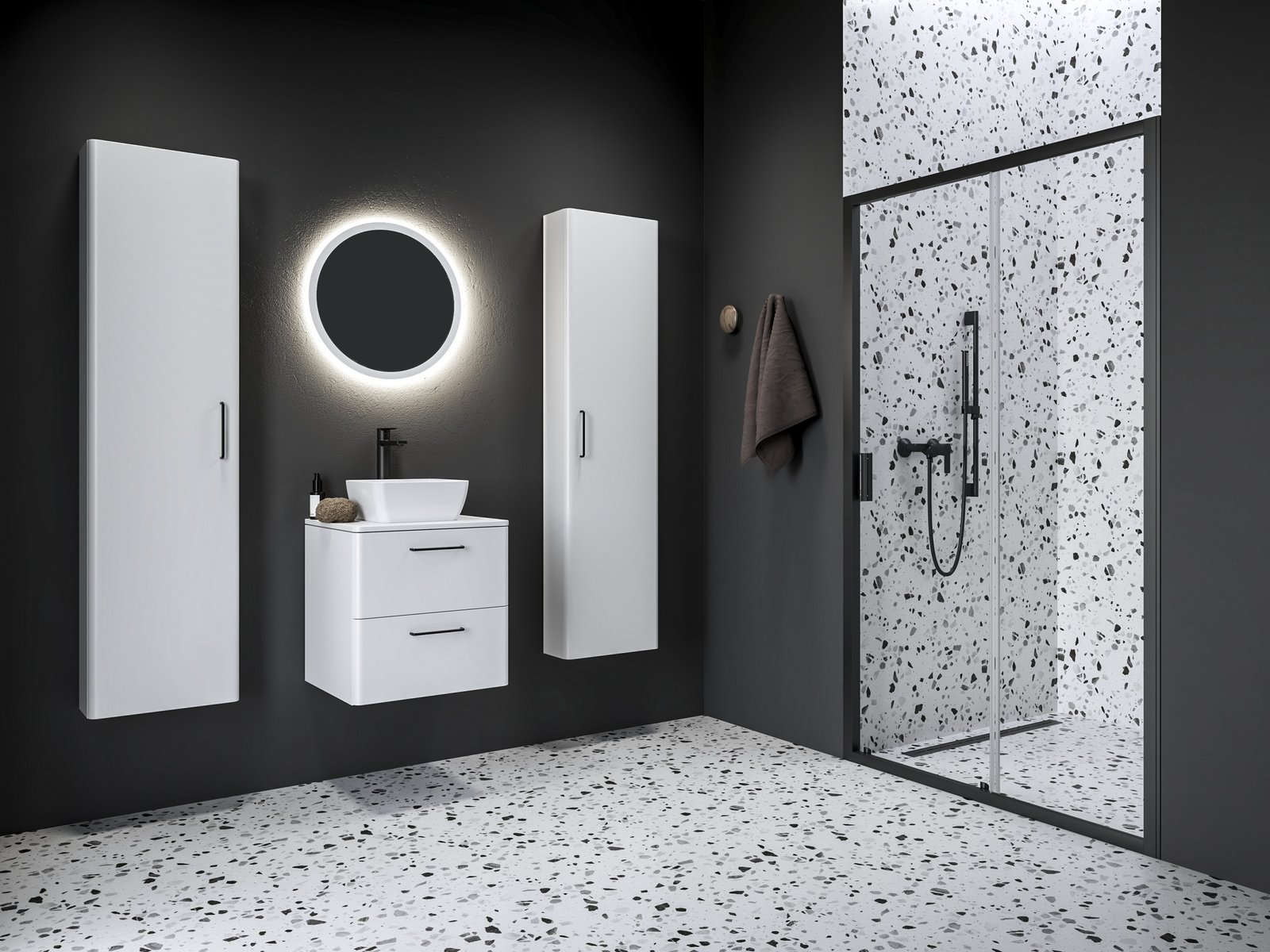 Ravak Blix II Duschtüren 100 cm Schiebe- schwarz Matte/durchsichtiges Glas 0PMA0300Z1