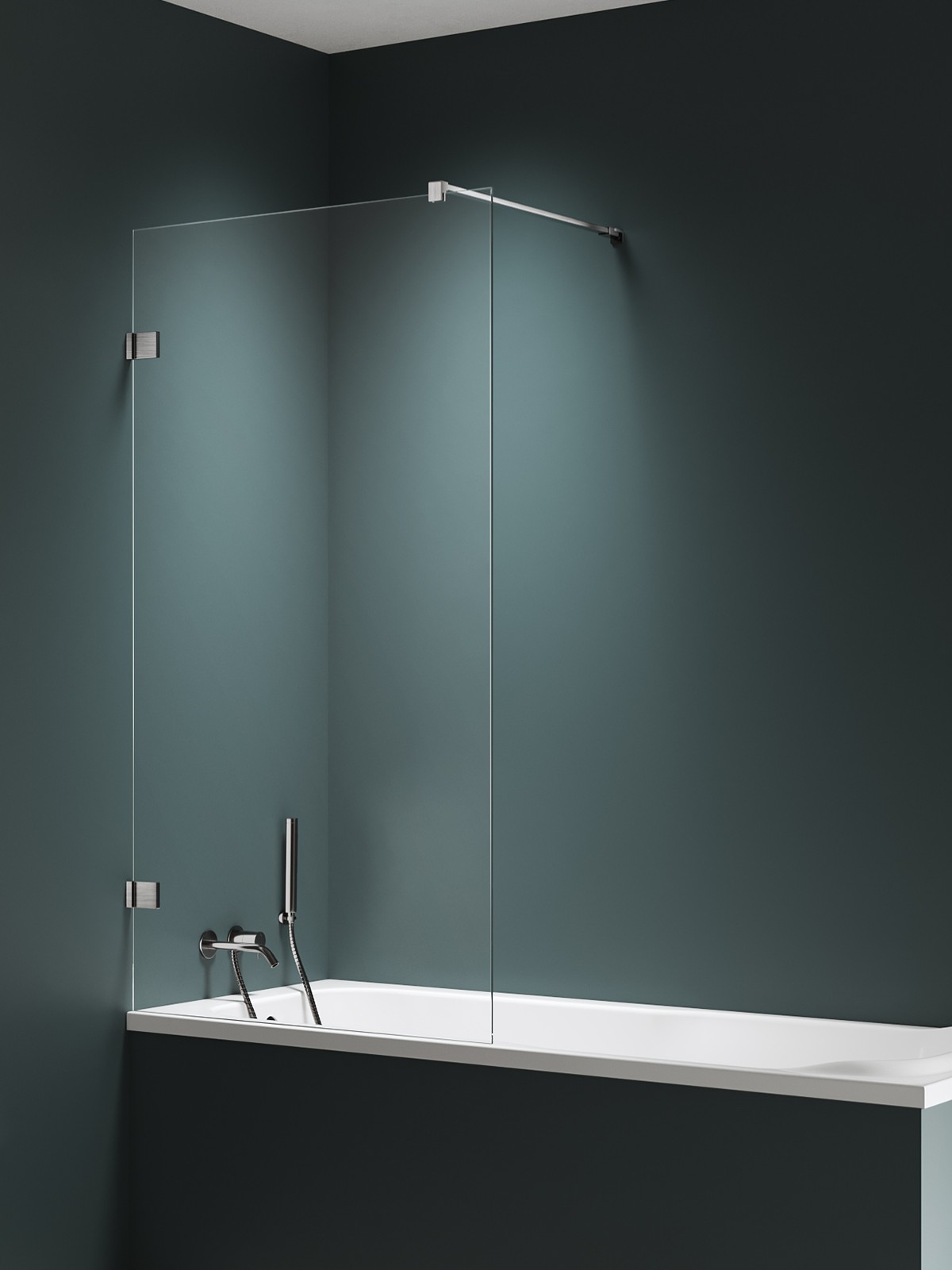 New Trendy Avexa Nickel Brushed Badewannenabtrennung 60 cm einteilig gebürstet/durchsichtiges Glas EXK-8739-WP