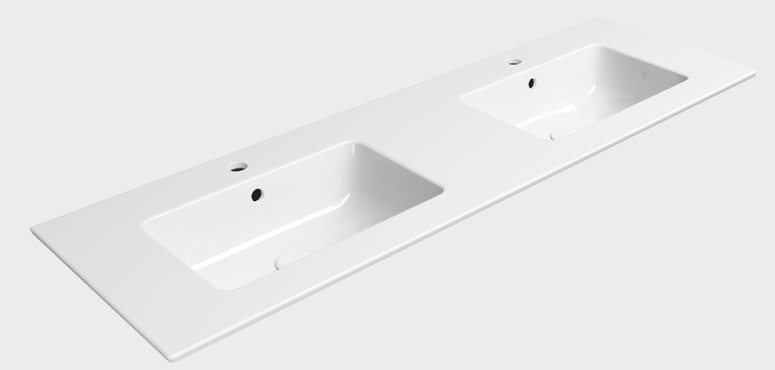 GSI Pura Waschbecken 142x46 cm rechteckig Einbauwaschbecken-Doppelt weiß 8889111