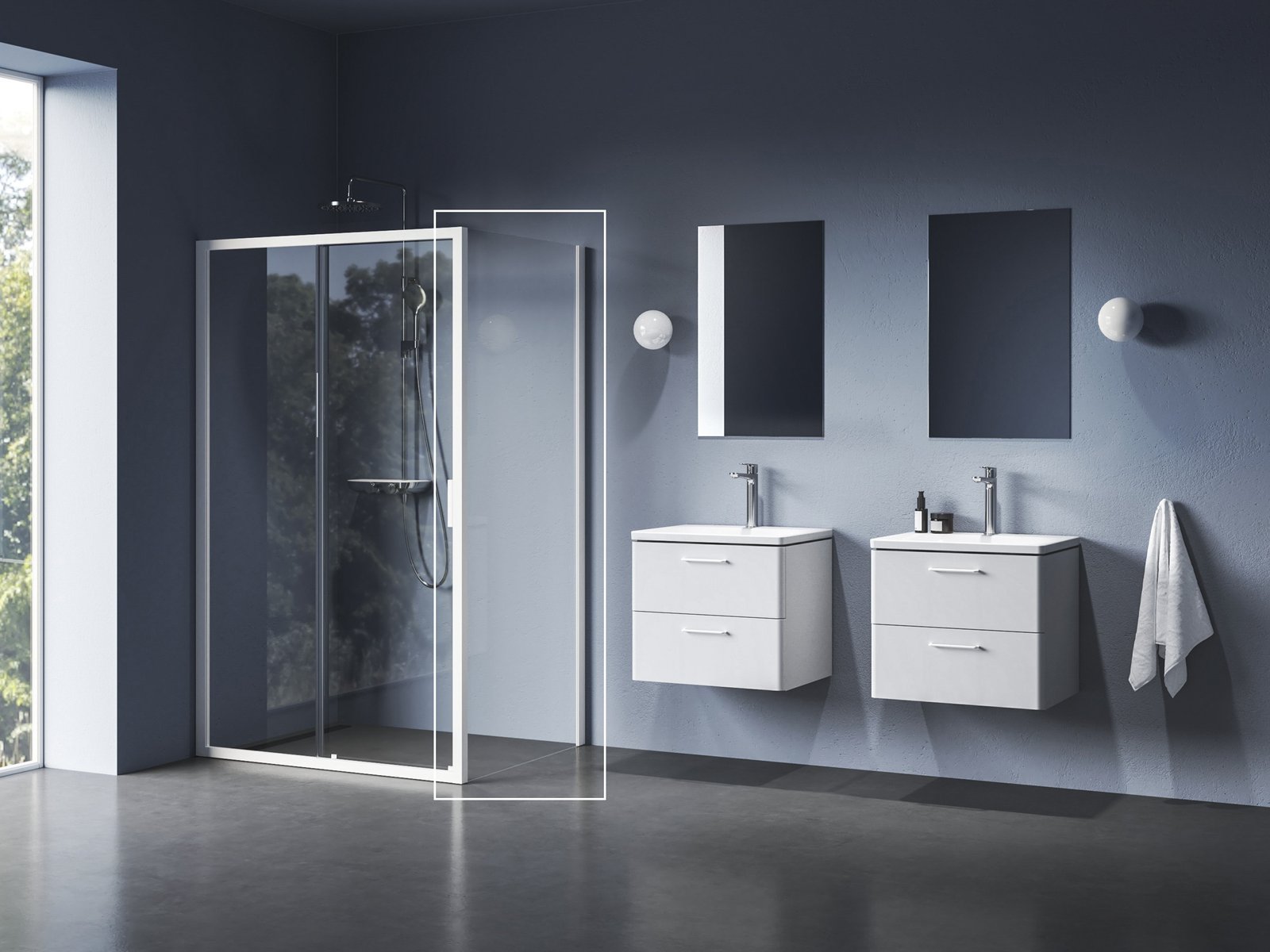 Ravak Blix II Duschwand 80 cm weiß Matte/durchsichtiges Glas 9BM40E00Z1