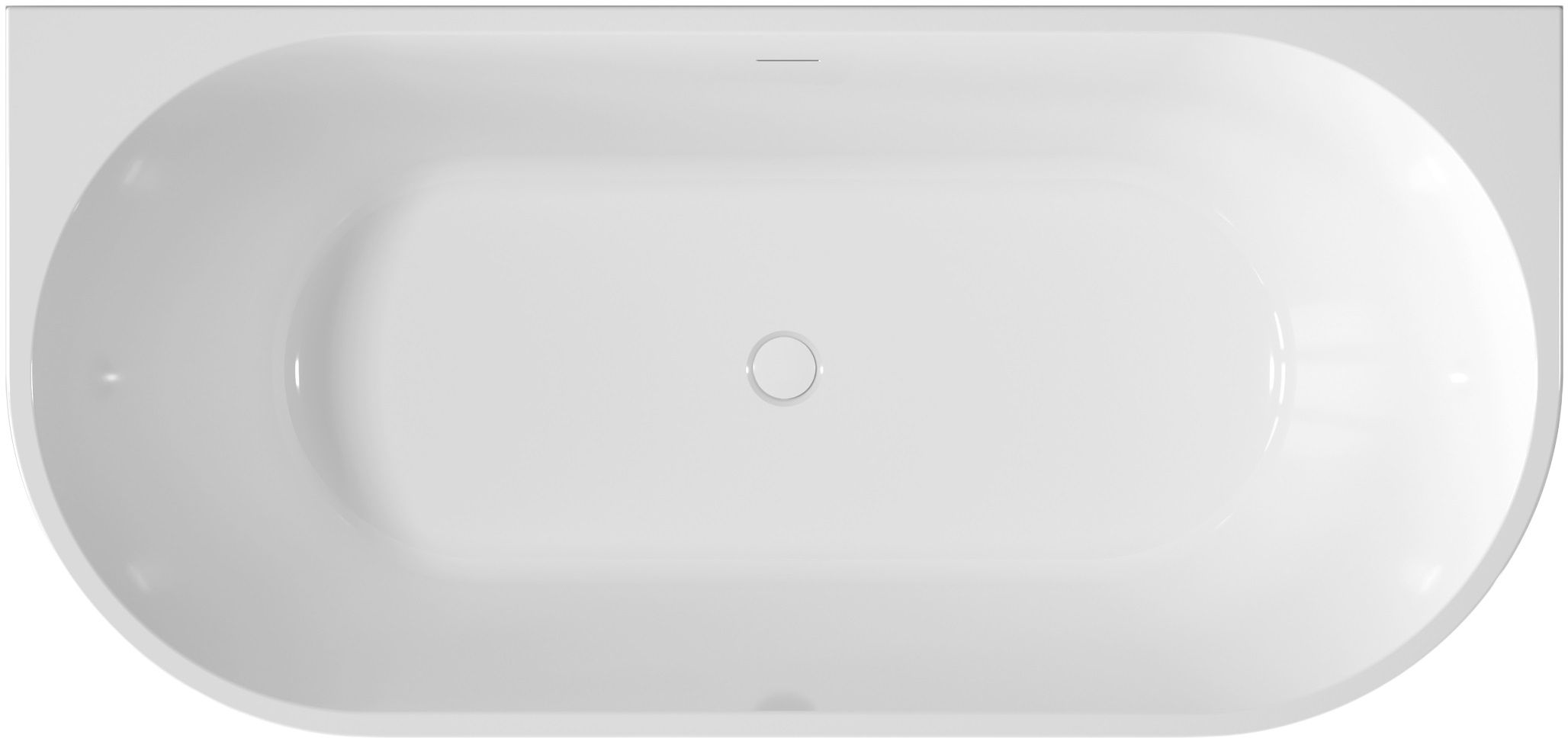 Invena Glamour Wandmontierte Badewanne 170x80 cm oval weiß AN-02-12U
