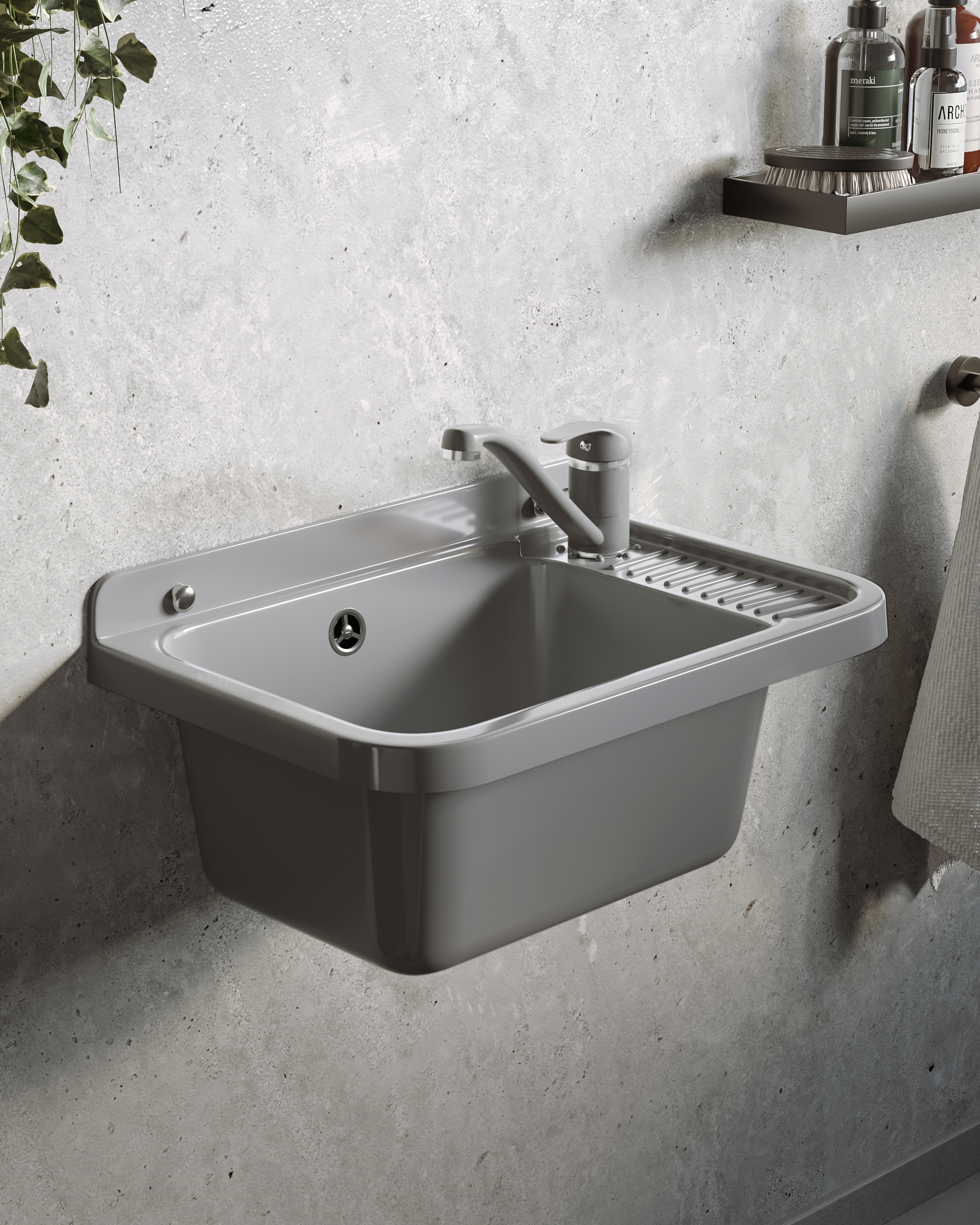 Pyramis Neo Gartenwaschbecken mit Armatur 51x34 cm Kunststoff 070179501 A