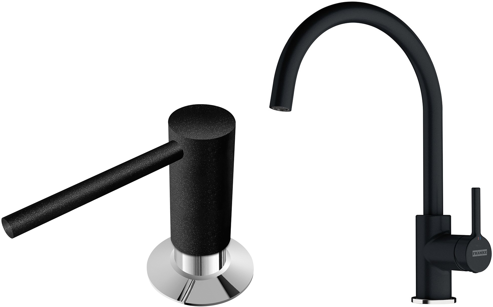 Set Küchenarmatur Franke Lina 115.0626.020, Flüssigkeitsspender Franke Comfort 119.0578.743