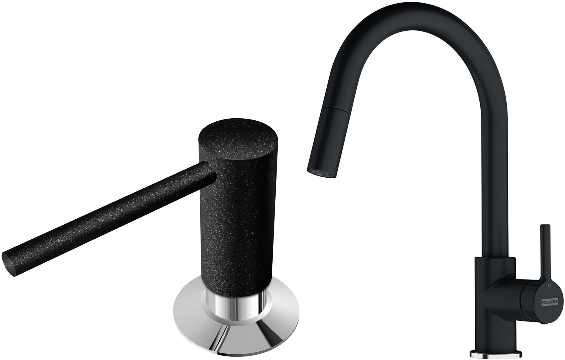 Set Küchenarmatur Franke Lina 115.0626.055, Flüssigkeitsspender Franke Comfort 119.0578.743