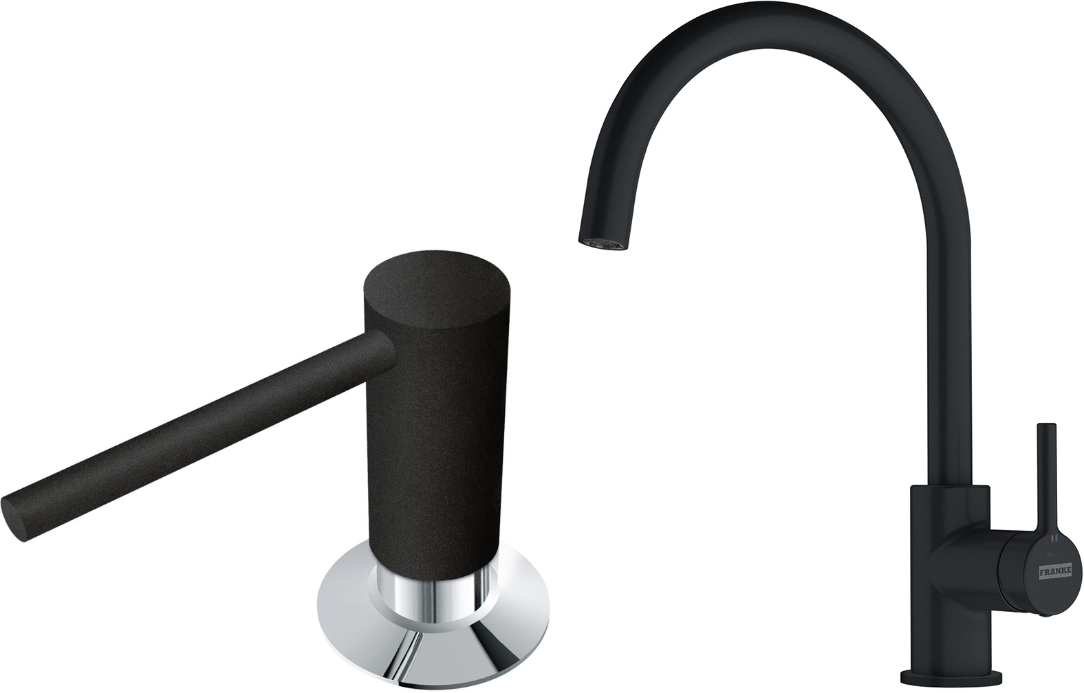 Set Küchenarmatur Franke Lina 115.0626.019, Flüssigkeitsspender Franke Comfort 112.0652.763