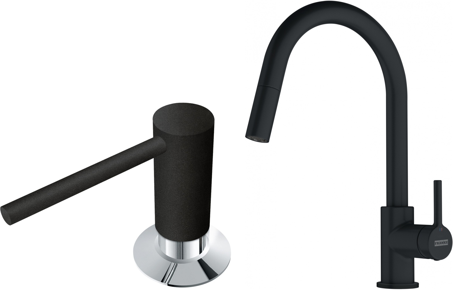 Set Küchenarmatur Franke Lina 115.0626.053, Flüssigkeitsspender Franke Comfort 112.0652.763