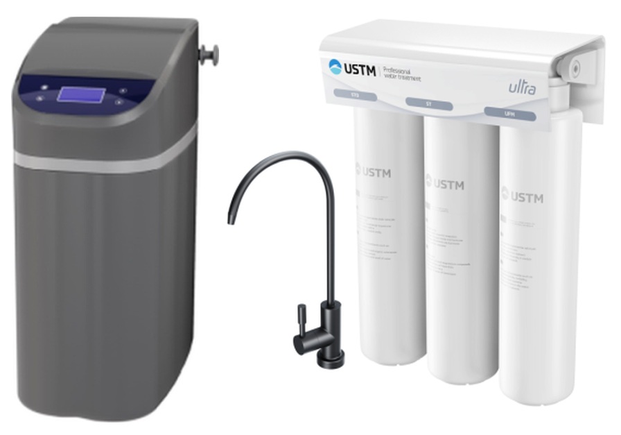 Set Wasseraufbereitungsanlage USTM Grey WS9LCDG, Untertischfilter USTM Ultra ULTRABLACKSTYLE