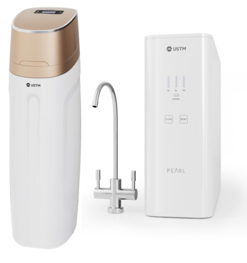 Set Wasseraufbereitungsanlage USTM Golden WS25LCDGOLDEN, Umkehrosmose-Filtersystem USTM Pearl ROPEARLNEWSTYLE