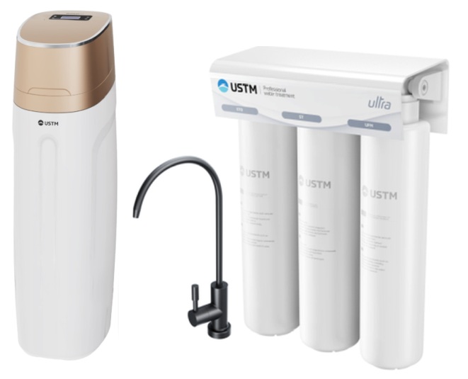 Set Wasseraufbereitungsanlage USTM Golden WS25LCDGOLDEN, Untertischfilter USTM Ultra ULTRABLACKSTYLE