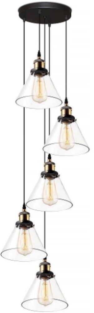 Altavola Design New York Loft Pendelleuchte 5x40 W messing-transparent LA034/CO5