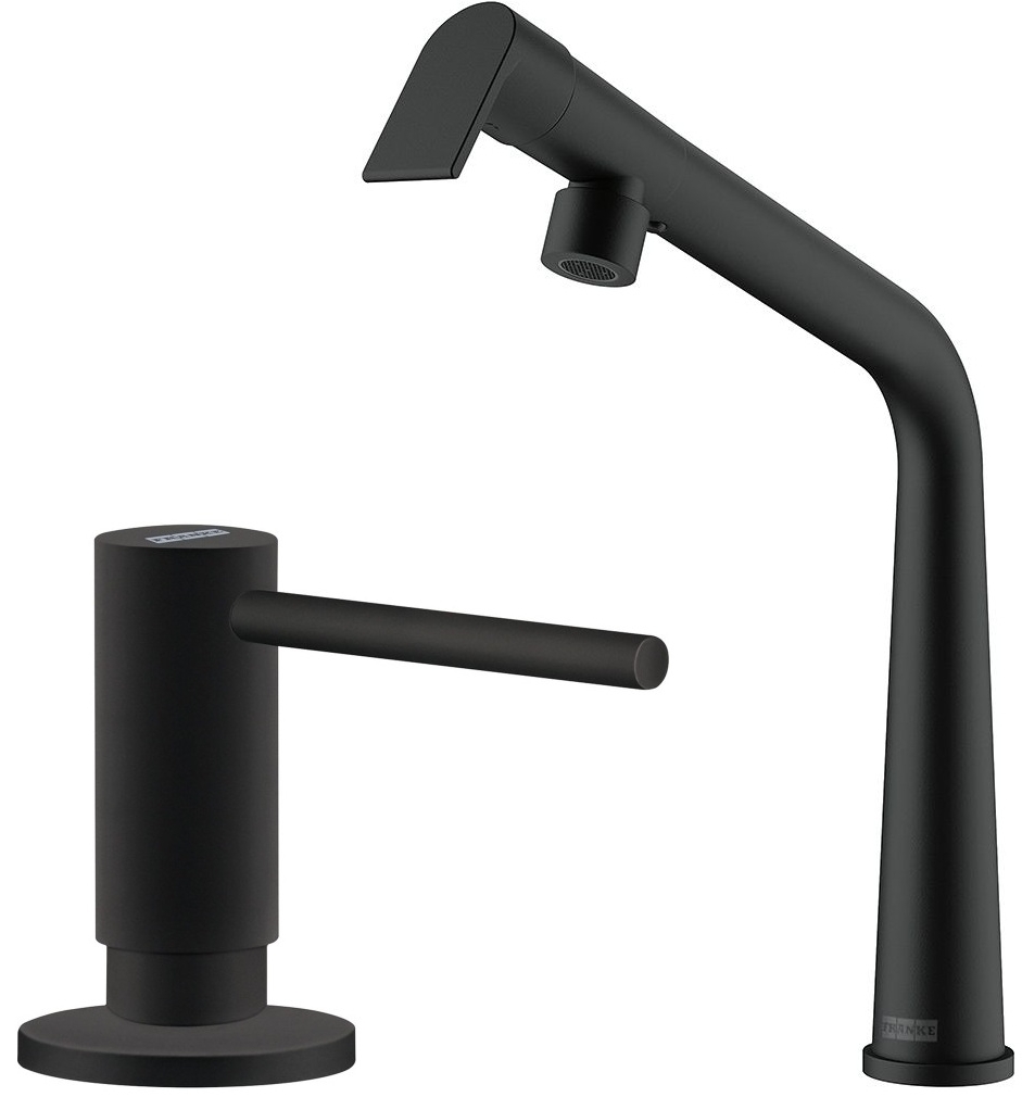 Set Küchenarmatur Franke Icon 115.0625.187, Flüssigkeitsspender Franke Active SM 119.0547.906