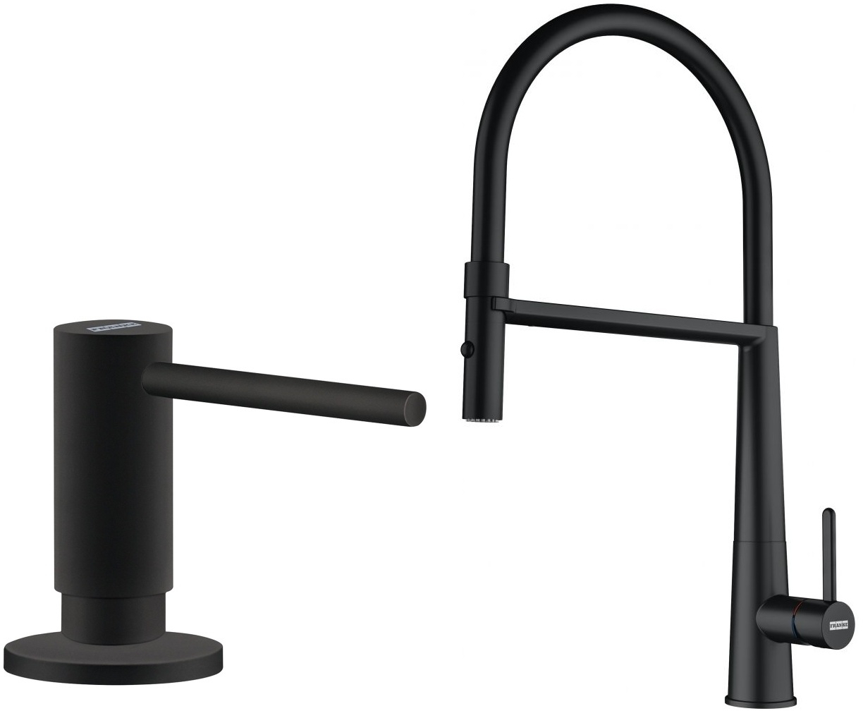 Set Küchenarmatur Franke Icon Semi-Pro 115.0690.598, Flüssigkeitsspender Franke Active SM 119.0547.906