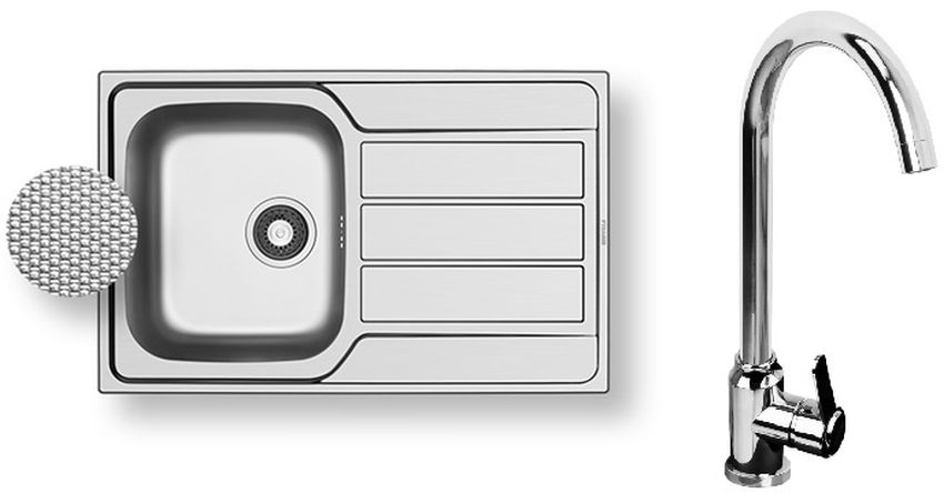 Pyramis Athena Waschbecken mit Wasserhahn stahl/chrom 100 180 101L