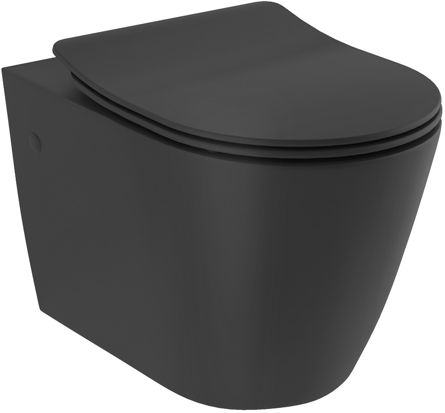 Kludi Resa R WC-Becken mit Absenkautomatik-Sitz hängend Spülrandlos mit Wirbelspülung schwarz Matte 23WCSET39
