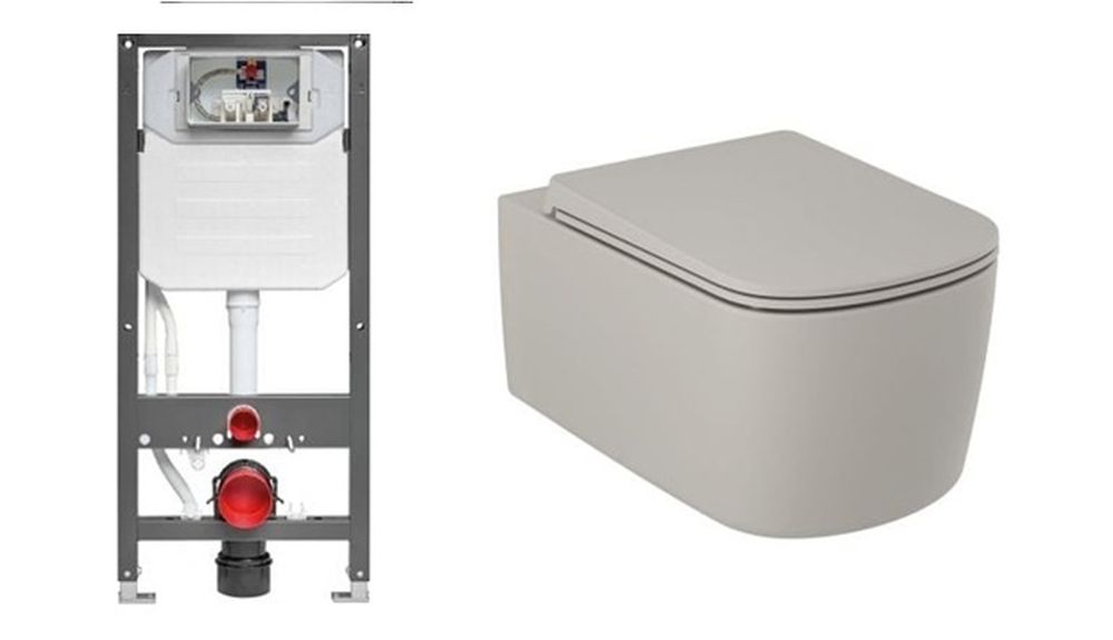 Set WC-Becken mit Absenkautomatik-Sitz Kludi Resa S 27WCSETO2, Unterputzrahmen Kludi Unifix 79300