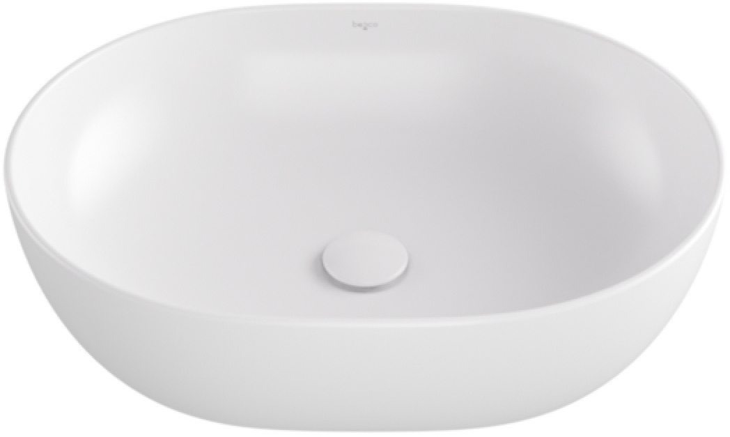 Besco Moya Waschbecken 48.5x35 cm oval Aufsatzwaschbecken weiß UNC-49-MOB