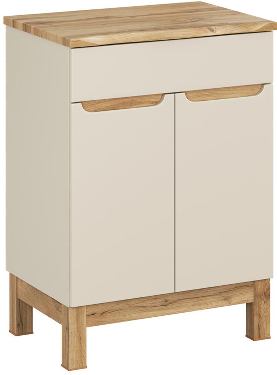 Set Kabinett Comad Bali Cashmere BALI CASHMERE 82-60-46-2D, Naphtha-Arbeitsplatte Comad Nature Wotan NATURE WOTAN 89-60-46 M