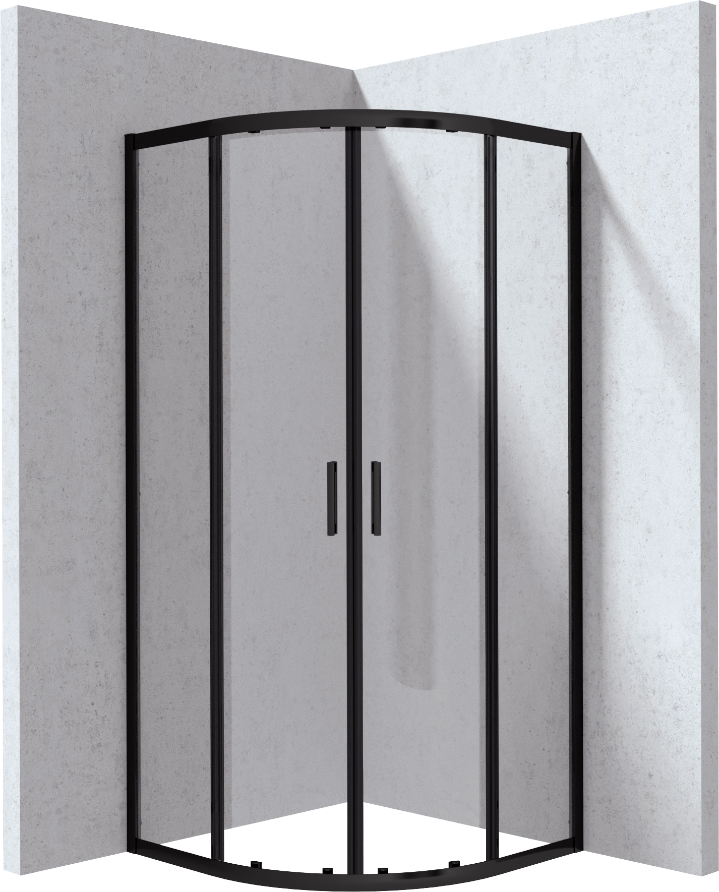 Deante Funkia Evo Dusche 80x80 cm halbrund schwarz Matte/durchsichtiges Glas KYP_N088P