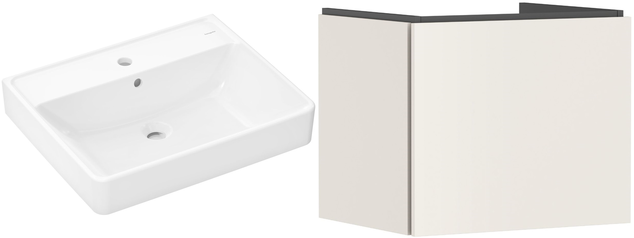 Set Kabinett Hansgrohe Xilesa E 54253780, Waschbecken Hansgrohe Xanuia Q 60133450