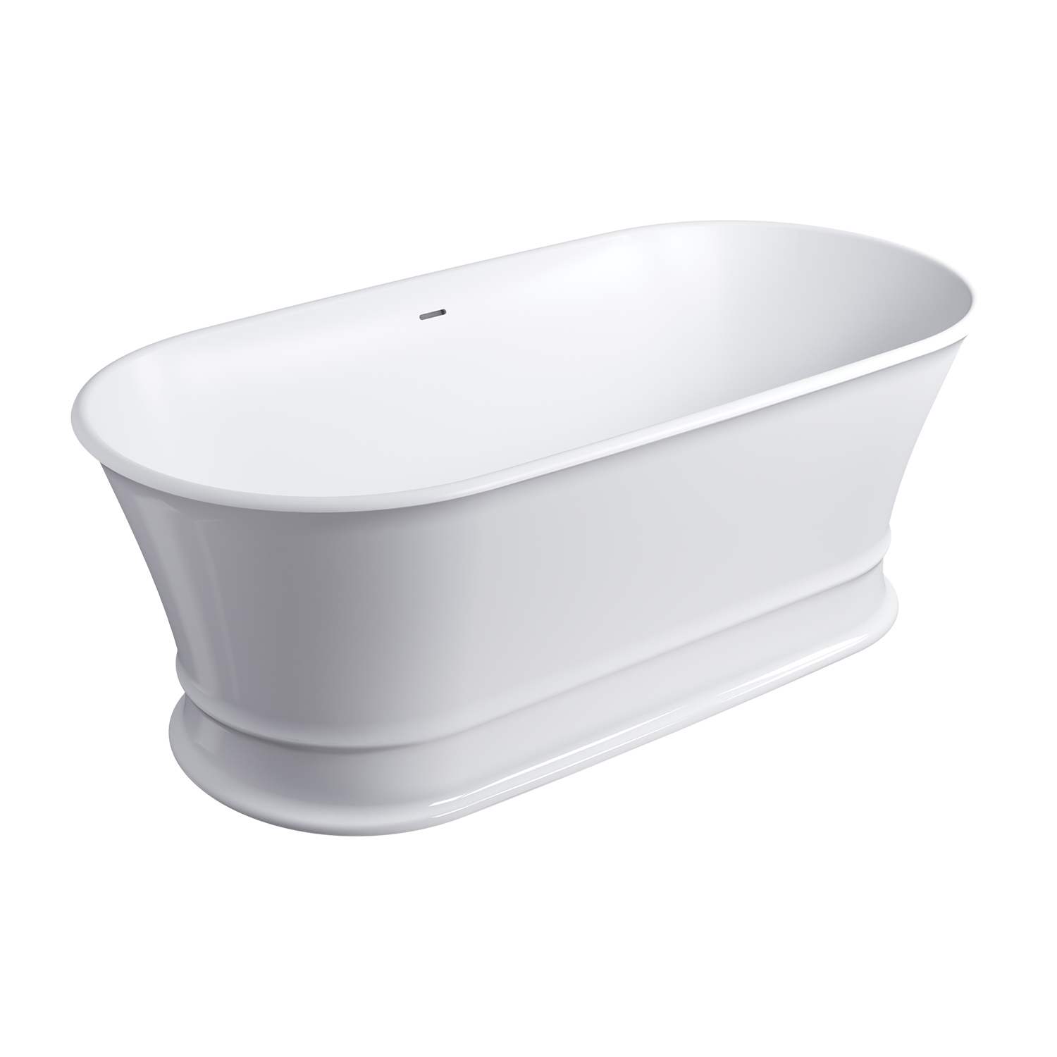Omnires Classica M+ Freistehende Badewanne 170x84 cm oval weiß CLASSICA170WWZPBP