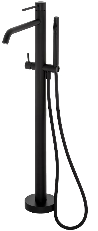 Set Badewannen- und Duscharmatur Kronenbach Lima 2.0 Black 100.1162SMKB, Bodenbefestigungselement Kronenbach Aqa 2.0 23491004KB