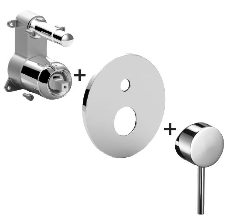 Set Badewannen- und Duscharmatur Kronenbach Lima 2.0 100.2103CRKB, Verdecktes Wasserhahnelement Kronenbach Universal 01800180 KB