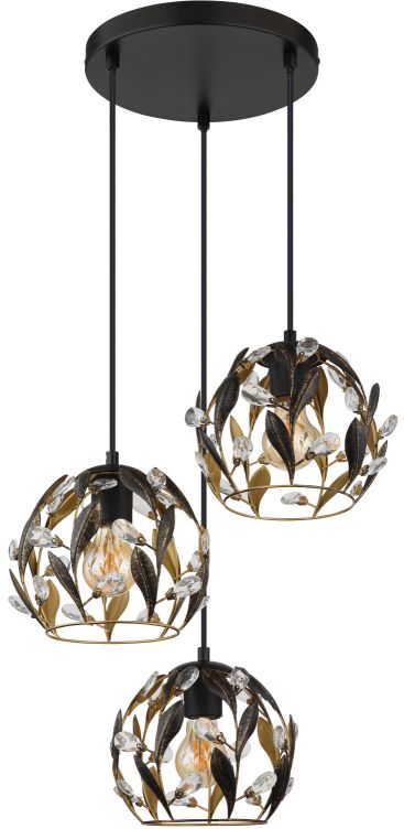 Globo Lighting Mika Pendelleuchte 3x40 W schwarz 15759-3HR