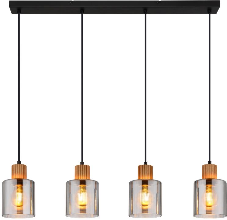 Globo Lighting Aleidis Pendelleuchte 4x25 W schwarz-verraucht 15768-4