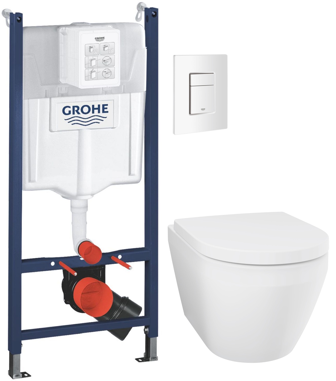 Set WC-Becken mit Absenkautomatik-Sitz Grohe Euro Ceramic 102510SH00, Unterputzrahmen Grohe Solido 38971000, 38732SH0