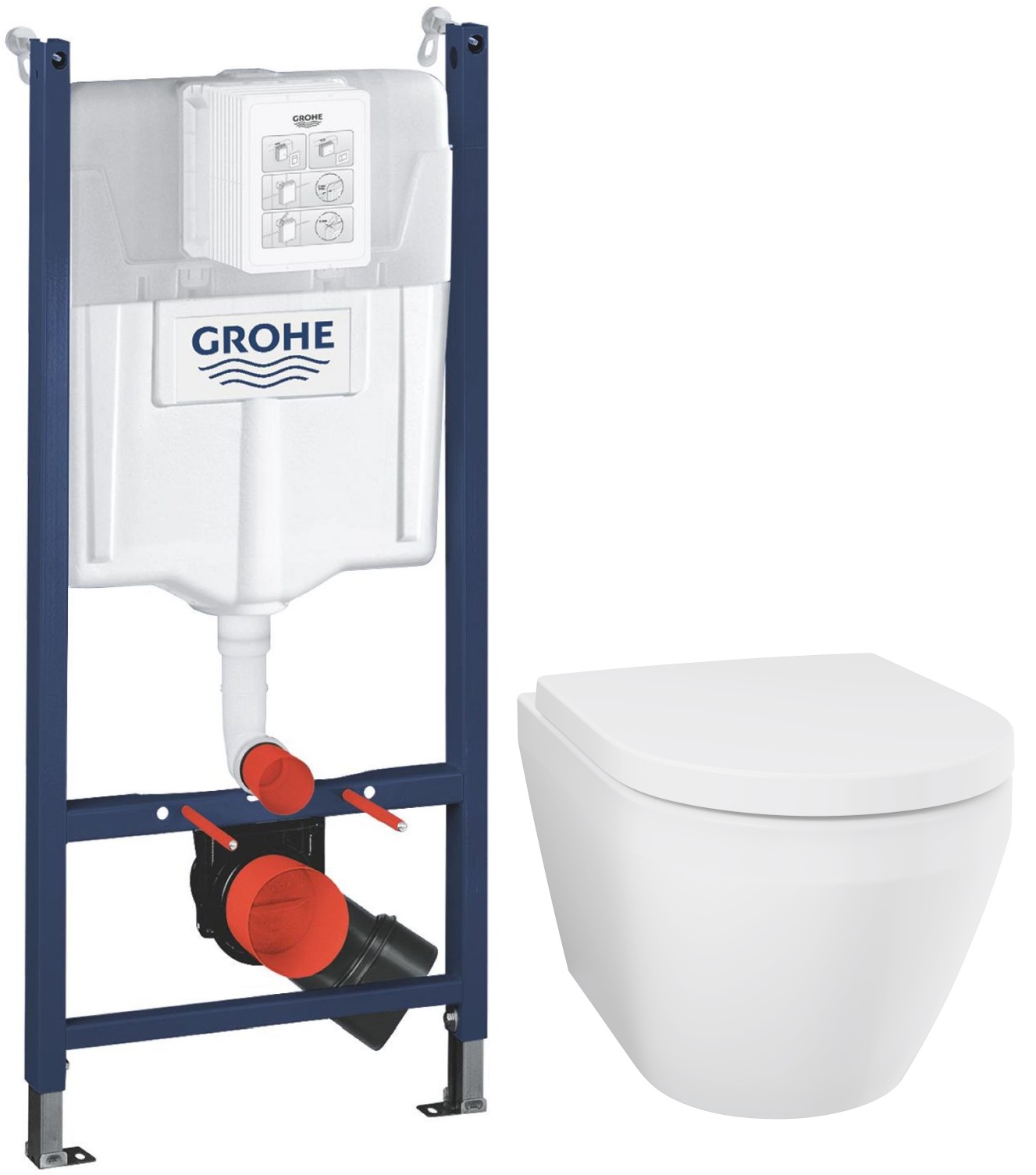 Set WC-Becken mit Absenkautomatik-Sitz Grohe Euro Ceramic 102510SH00, Unterputzrahmen Grohe Solido 38971000