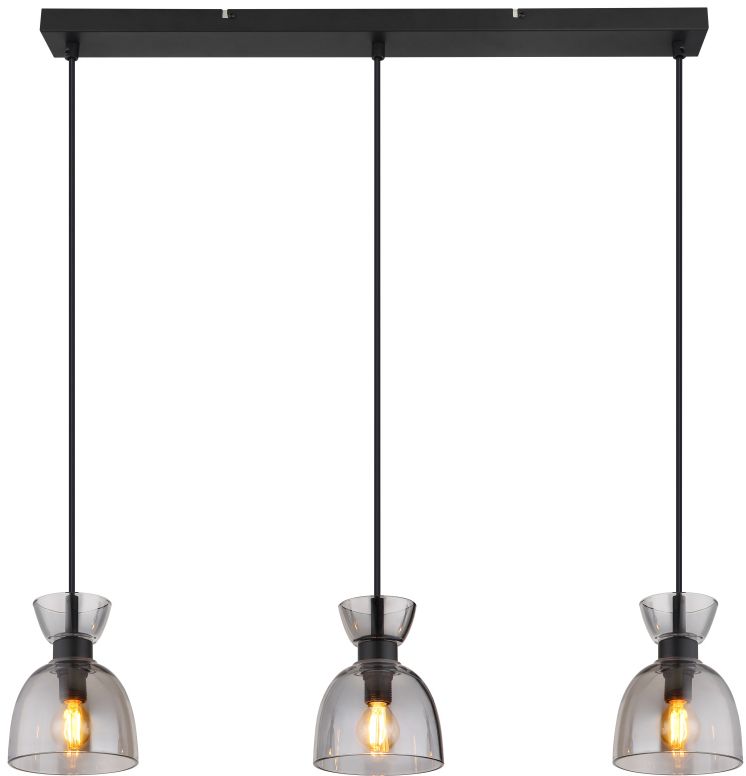 Globo Lighting Massey Pendelleuchte 3x40 W schwarz-verraucht 15769S-3