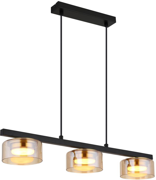 Globo Lighting Higgins Pendelleuchte 3x6 W schwarz-bernstein 16055-3HG