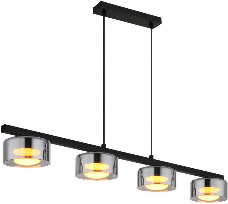 Globo Lighting Higgins Pendelleuchte 4x6 W schwarz-verraucht 16055-4HS